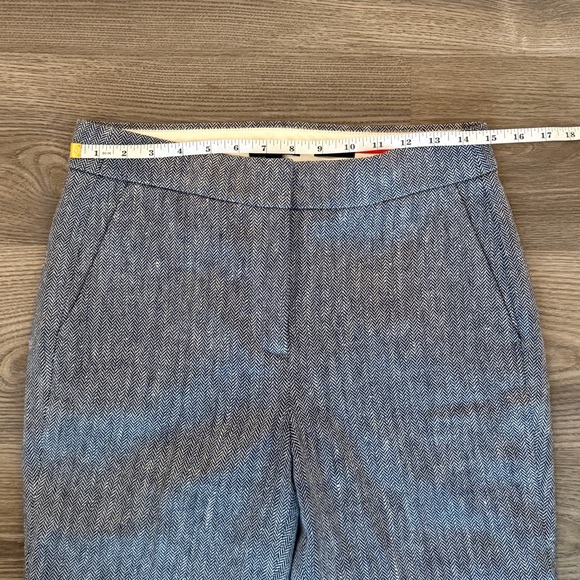 J Crew Lined Cropped Hayden Pant Blue Herringbone Linen Blend Women’s size 4 NWT - Picture 7 of 7